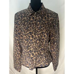 Annie Alexander Pure Silk Leopard Print Blouse Workwear Elegant Top M‎